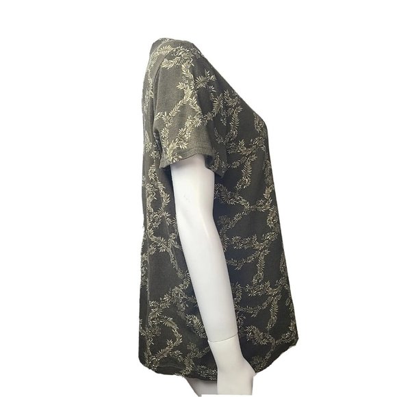 CROFT & BARROW The Classic Tee Green Floral Short Sleeve Top Womens Size XXL - Picture 4 of 5